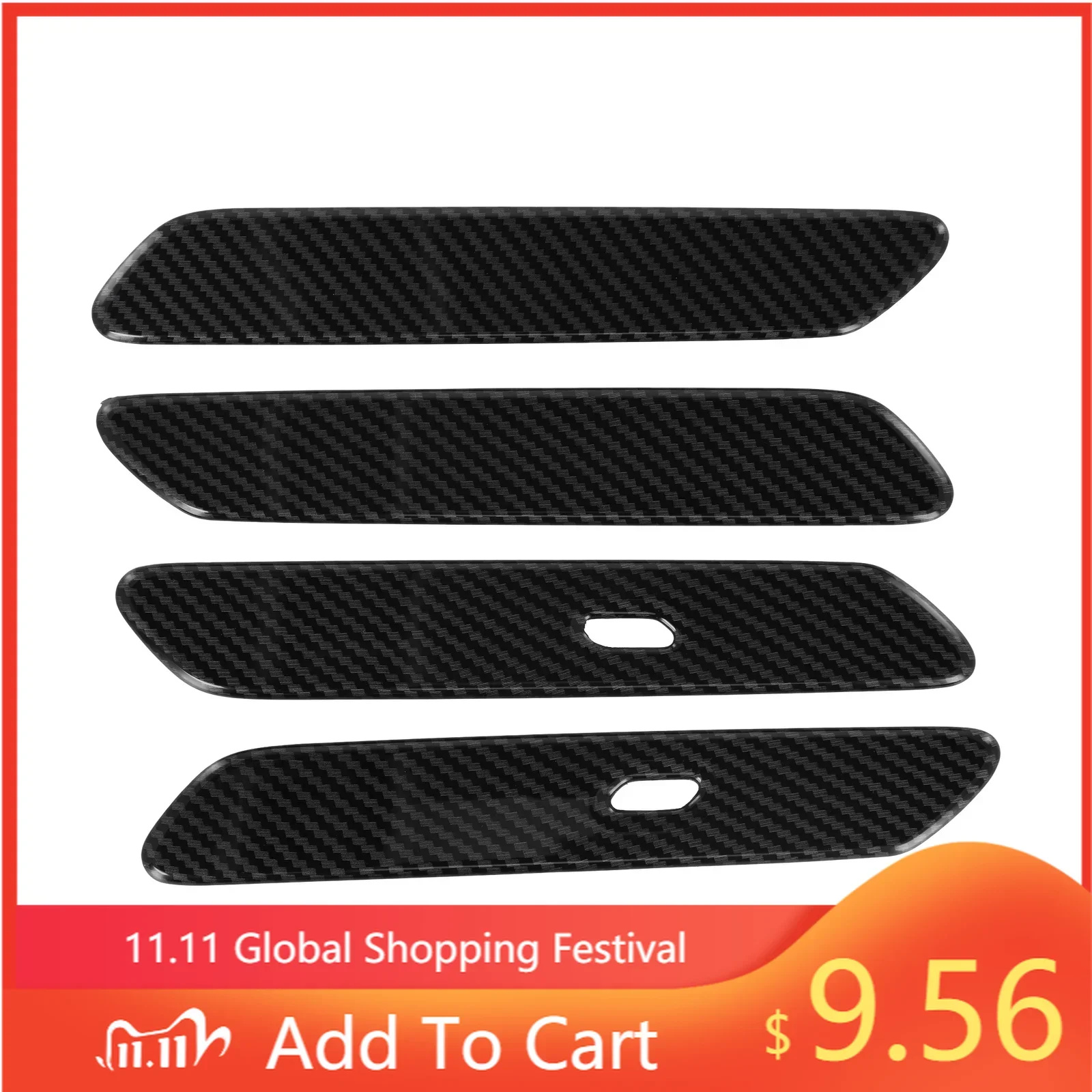 Durable Door Handle Cover Handle Cover Trim Wear Resistant Door Handle Cover Trim For Kia EV6 2022 Black Carbon Fiber Style