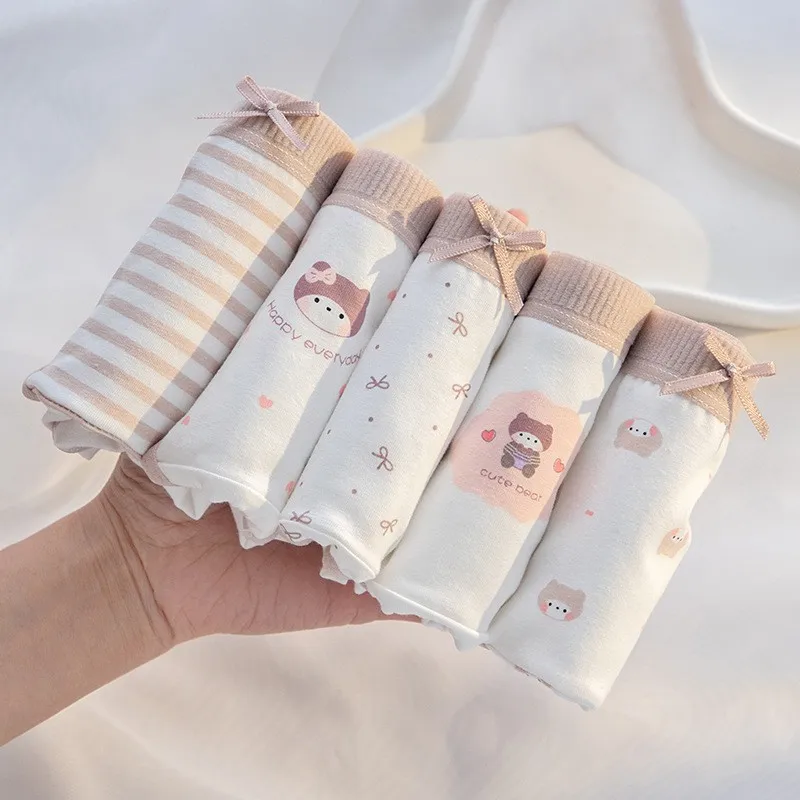Cartoon Bear Women's Cotton Panties Print Underwear Soft Breathable Ladies Shorts Girls Briefs Sexy Triangular Lingerie M-XL