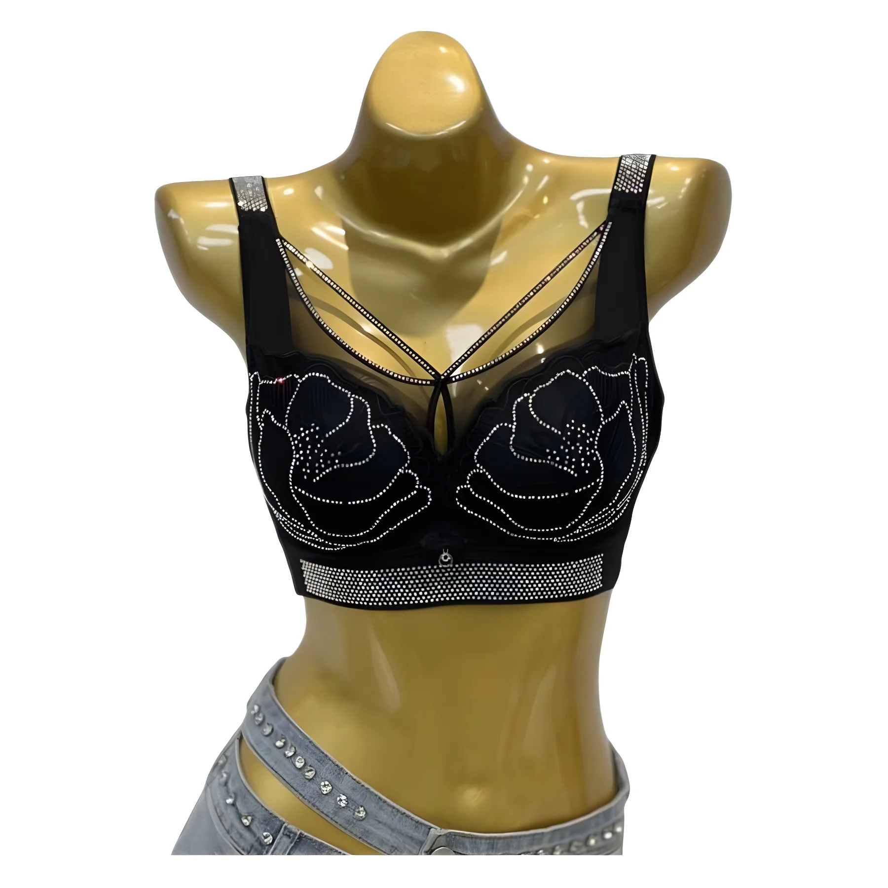 

large bra women rhinestones bars