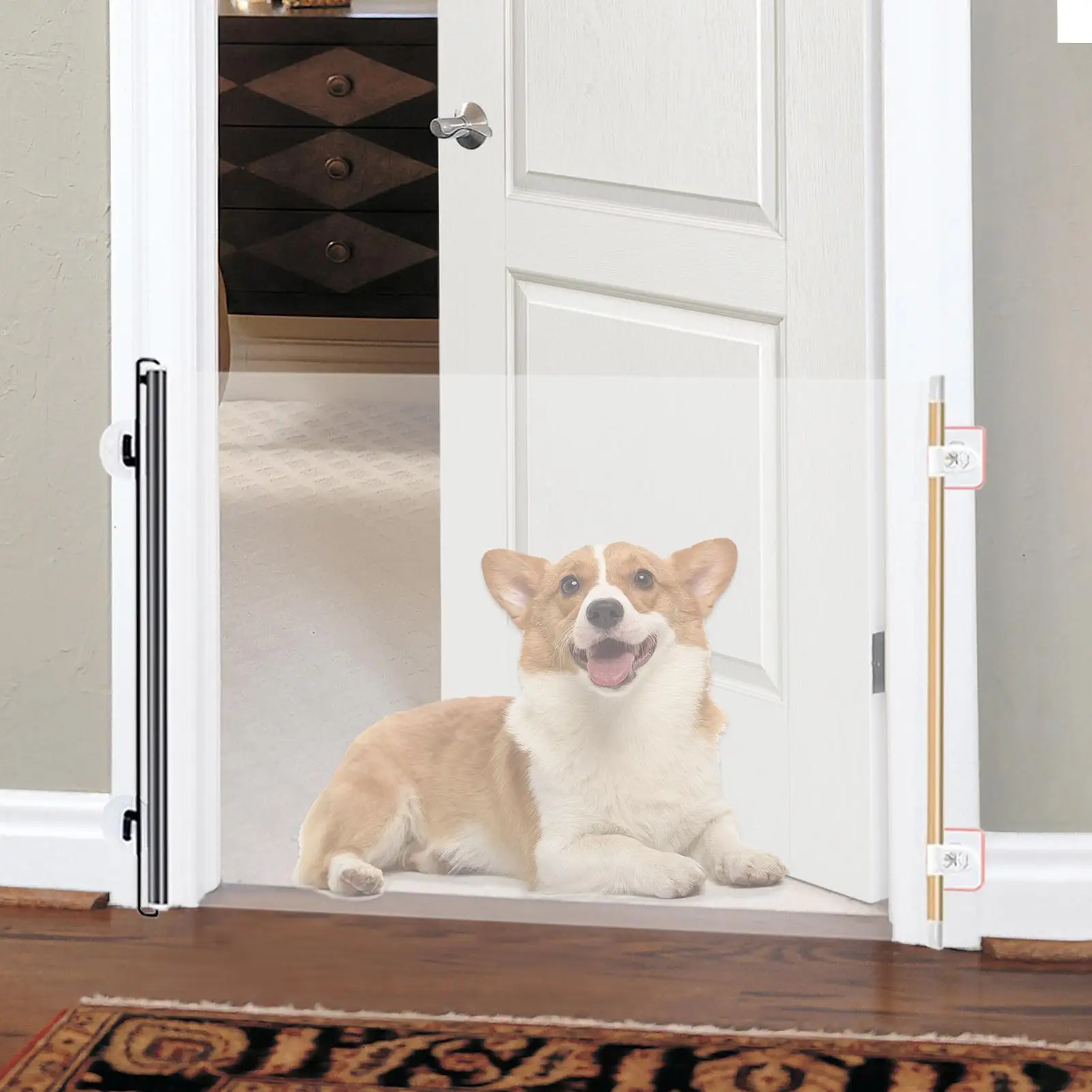 Retractable Dog Gate Portable Retractable Gates for Dogs Expandable Folding Barrier Divider Blocker Screen for Indoor Outdoor