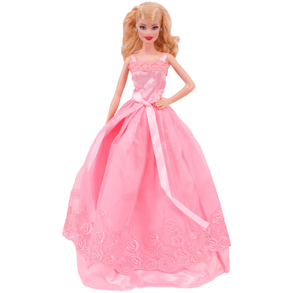 Case For Barbies Doll Clothes Princess Dress Trailing Wedding Bride Marriage Dress For Barbies Accessories Toys House Ornaments