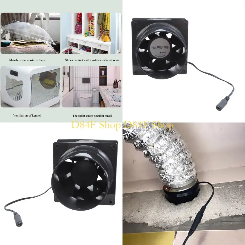 D84F 210CFM 12V 2.7A Inline 6000RPM Exhaust Blower Suitable For Welding Fumes 3D Printer Enclosure Small Space Ventilation