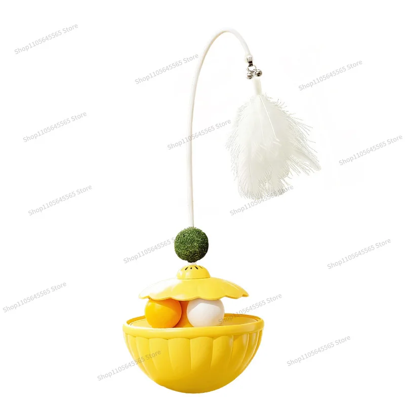 For  Tumbler with Mint Ball Feather Cat Teaser Stick Tumbler Turntable