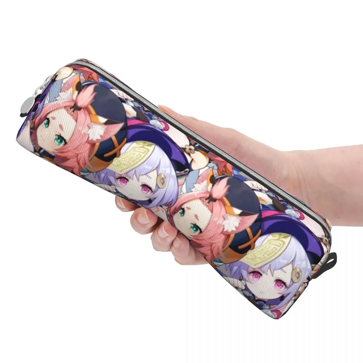 Imagem -03 - Qiqi Diona Genshin Impact Game Pencil Case Cute Pen Bolsa Material Escolar Presentes Menina e Menino Grande Capacidade