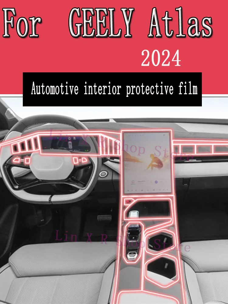 

For GEELY Atlas 2024 Automotive Interior Screen Protective Film TPU Anti-Scratch Gearbox Panel Dashboard Navigation Sticker