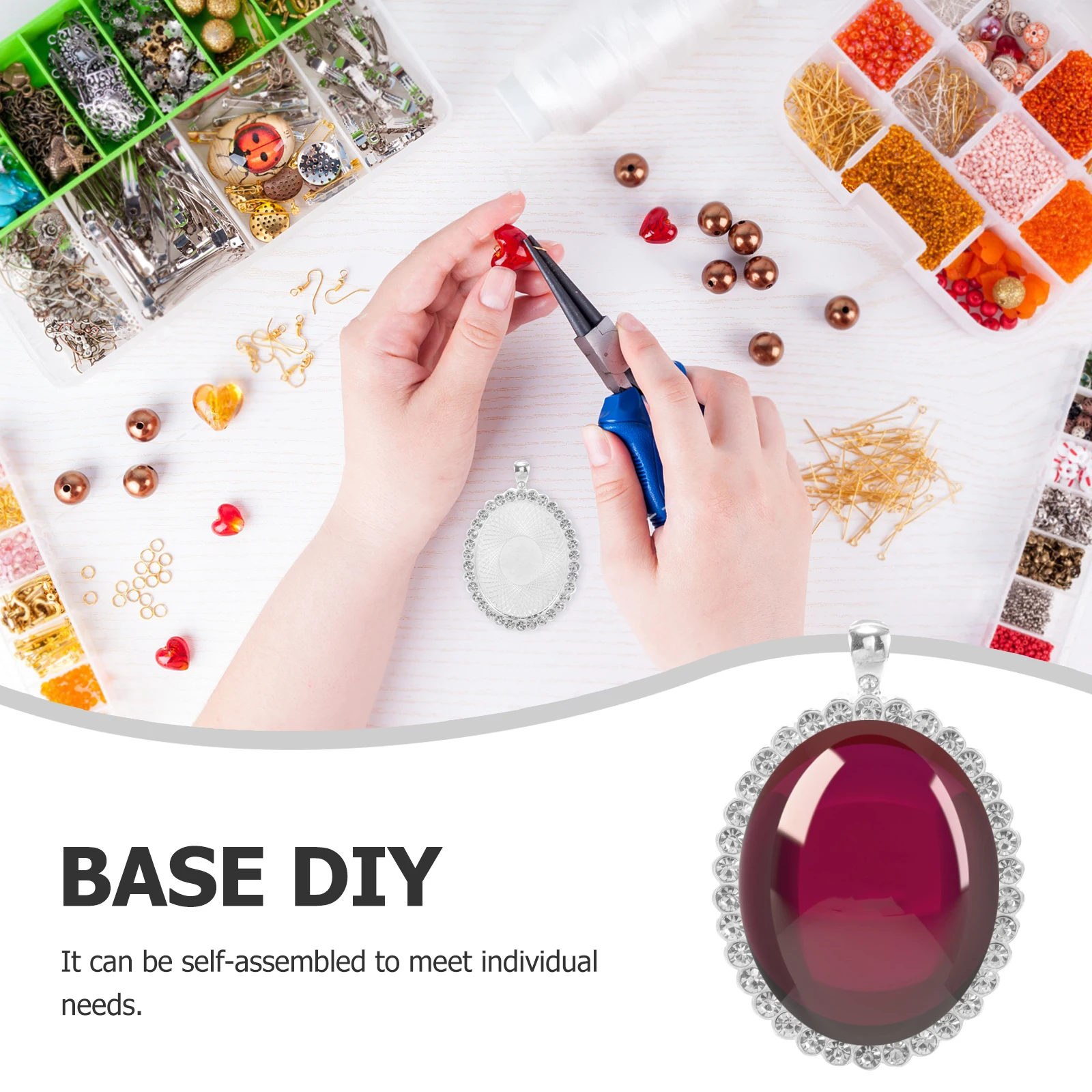 

5 Pcs Drill Pendant Base Bezels Pendants Blank Flat Round Charms Tray Blanks Trays