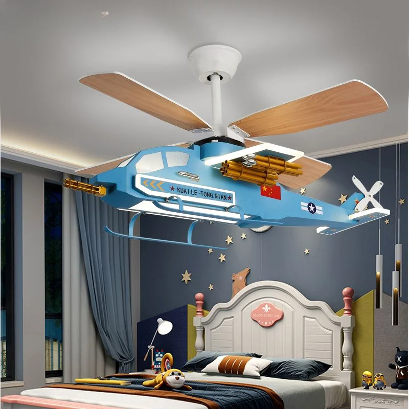 

Children's room airplane creative boy bedroom ceiling light Internet celebrity helicopter fan light