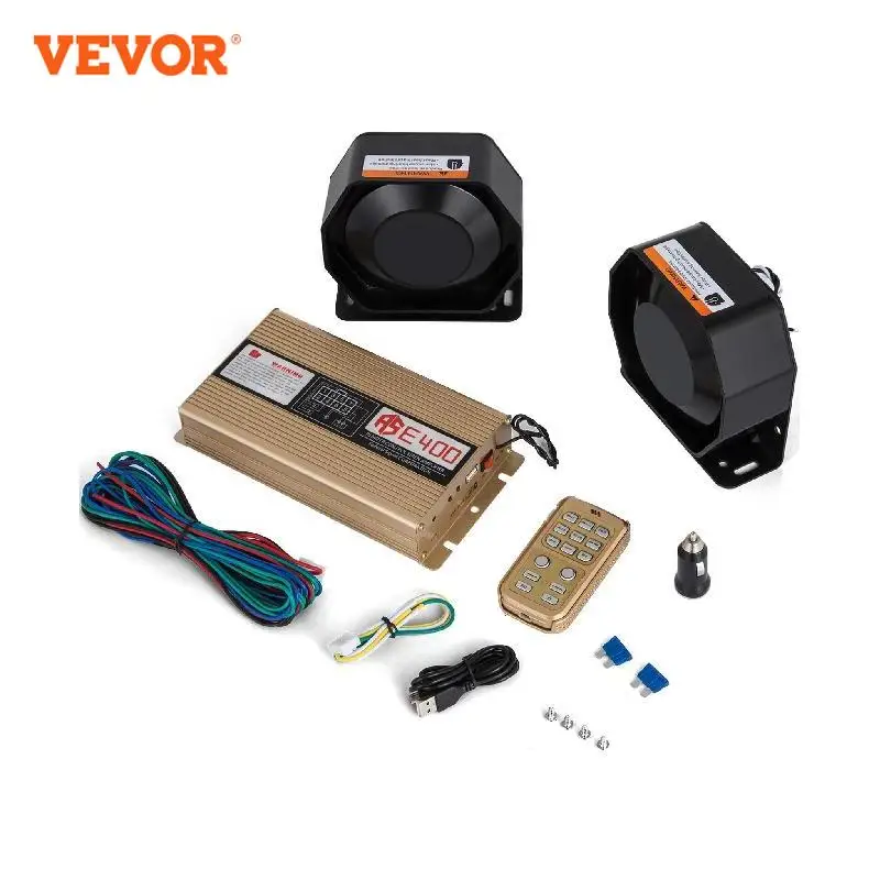 

VEVOR 200W 18 Sound 12V Loud Car Warning Alarm Police Fire Siren PA Speaker MIC System for All Specific Vehicles