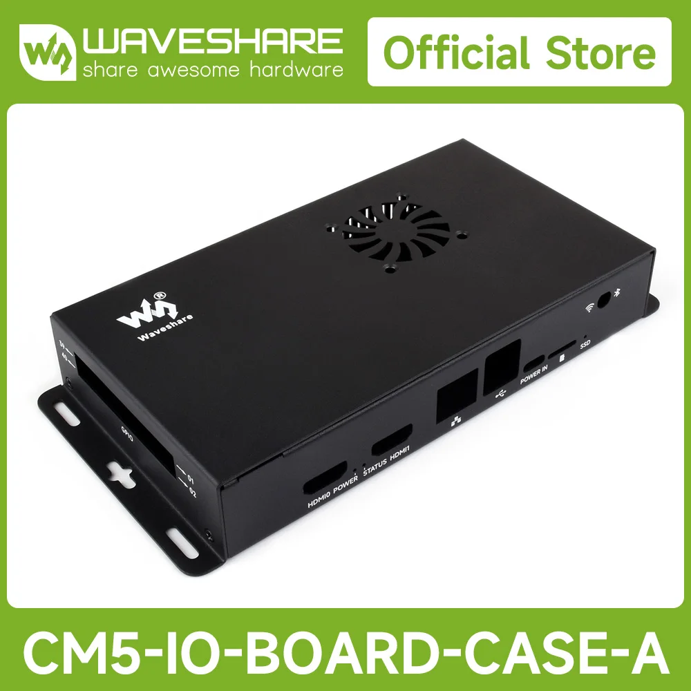 Waveshare Metal Case Designed For Raspberry Pi Official Compute Module 5 IO Board, Comes With Cooling Fan