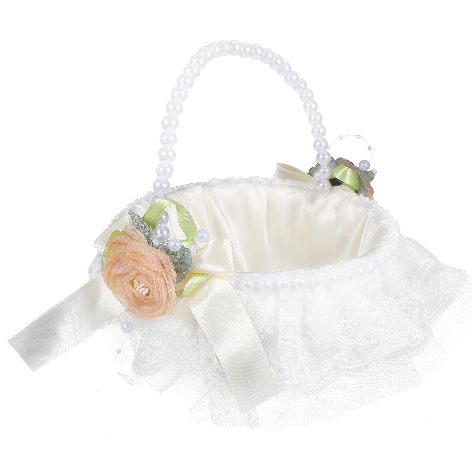 سلة زهور الزفاف الساتان المحمولة لزهرة حفل الزفاف حامل بتلات الورد سلة صغيرة لوازم الزفاف