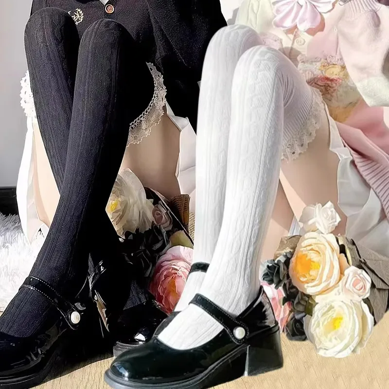 

2025 пикантные длинные гольфы JK на шнуровке, женские гольфы выше колена, модные женские весенние колготки для девочек, черные, белые