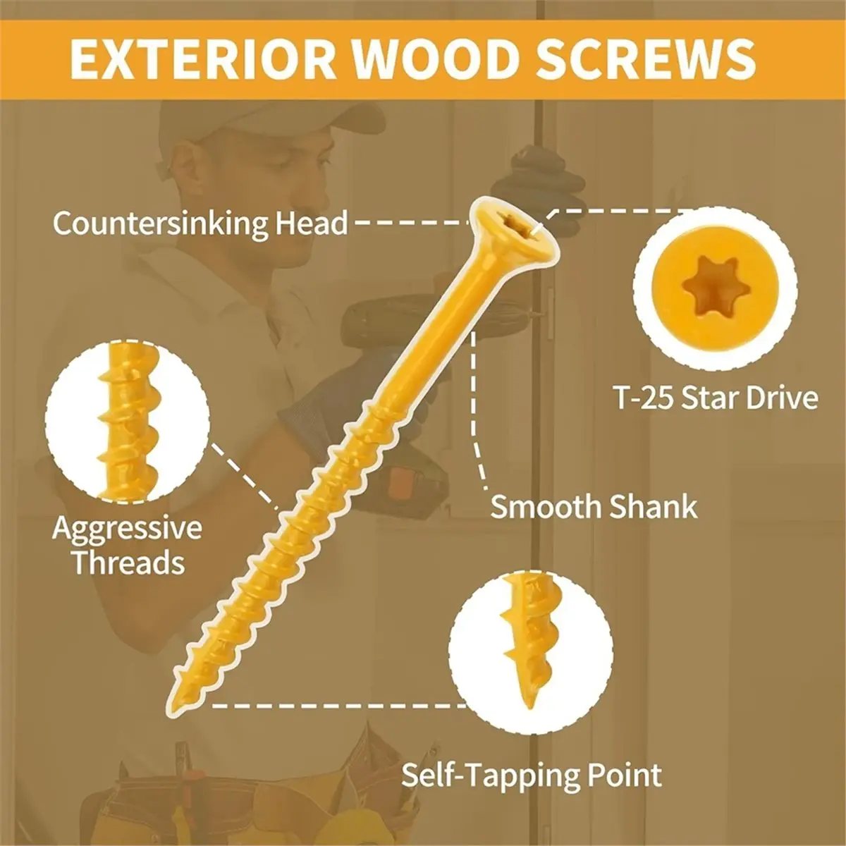 1 Set 200Pcs Coarse Thread Deck Self Drilling Screws Star Flat Head Rustrust Prevention Wood Fasteners Repair Tools
