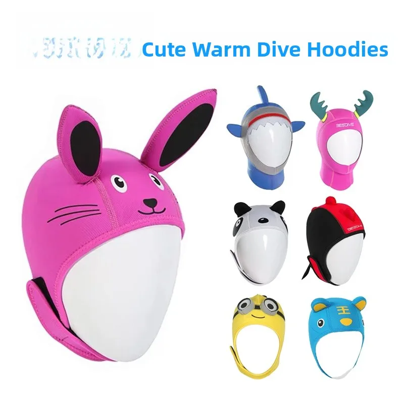 

BestDive ex Diving Headset Cartoon Hair Ties Warm Cute Sunscreen Diving Cap Suitable for Men And Women Outdoor Sports