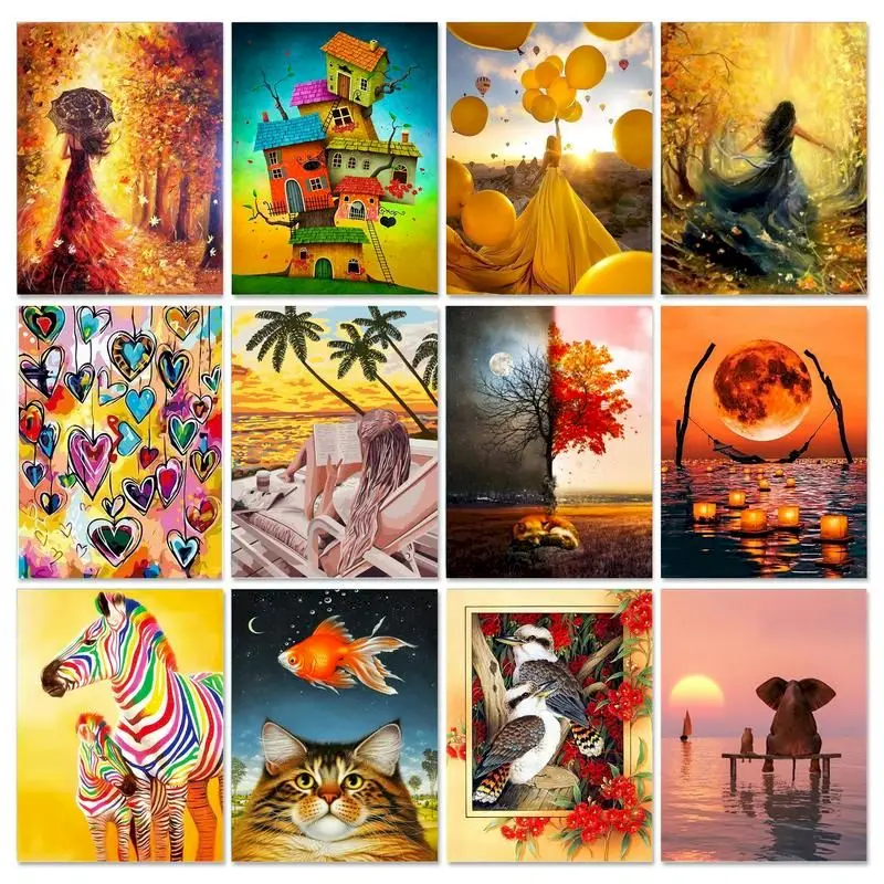 GATYZTORY Frameless Paint By Numbers Scenery DIY 60x75cm Coloring By Numbers On Canvas Oil Painting For Adults Home Decor