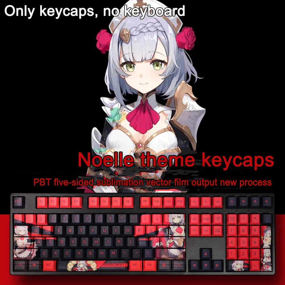 

108 Keys Genshin Impact Keycaps Noelle Keycaps PBT Dye Subbed Cherry Backlit Keycap Anime Key Caps For ANSI 61 87 104 108 Layout