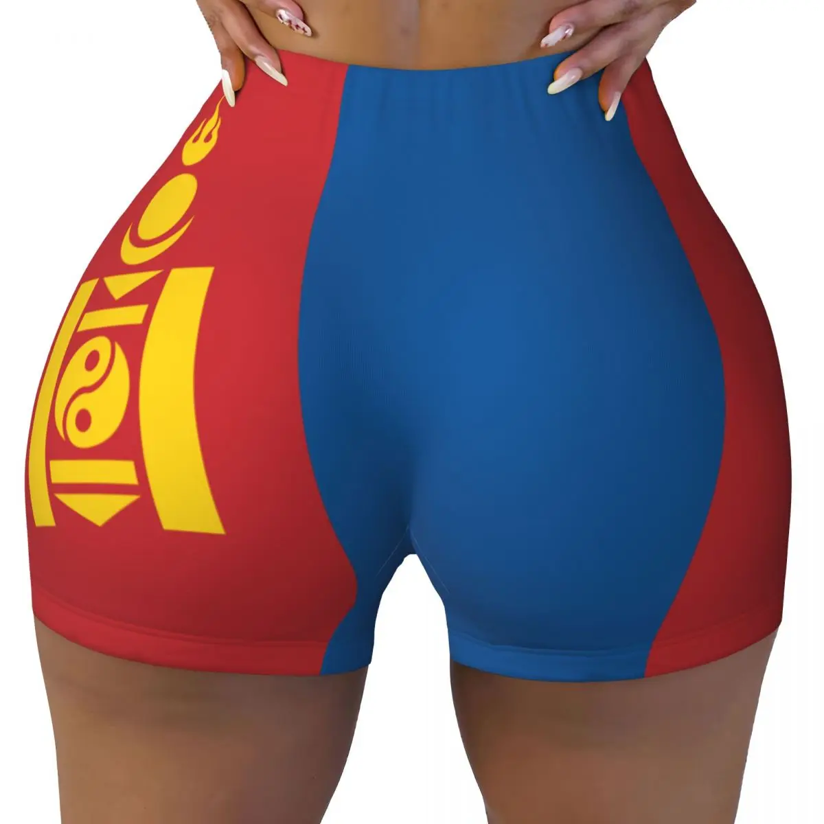 Sexy Tight Hip Sports Shorts Mongolia Flag Fitness Women's Comfortable Yoga Shorts