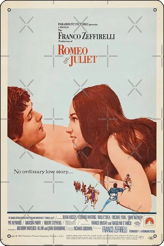 tuya Romeo and Juliet 1968 Poster Metal Tin Sign Fun Home Art Wall Decor 8x12 Inch