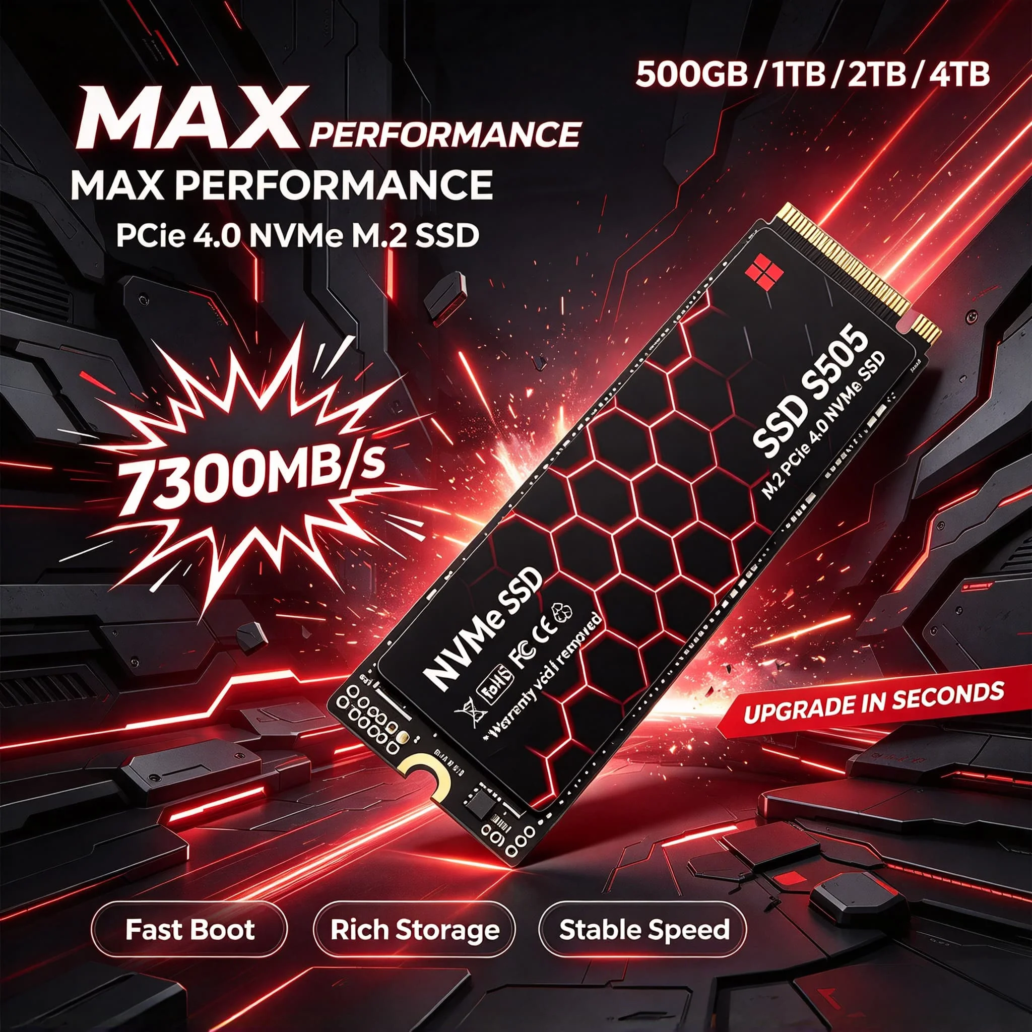 Daily Data Backup Laptop Desktop PC S505 New 500GB 1TB 2TB 4TB M.2 NVMe PCIe 4.0 SSD Internal Solid State Disk Max Pro Ultra