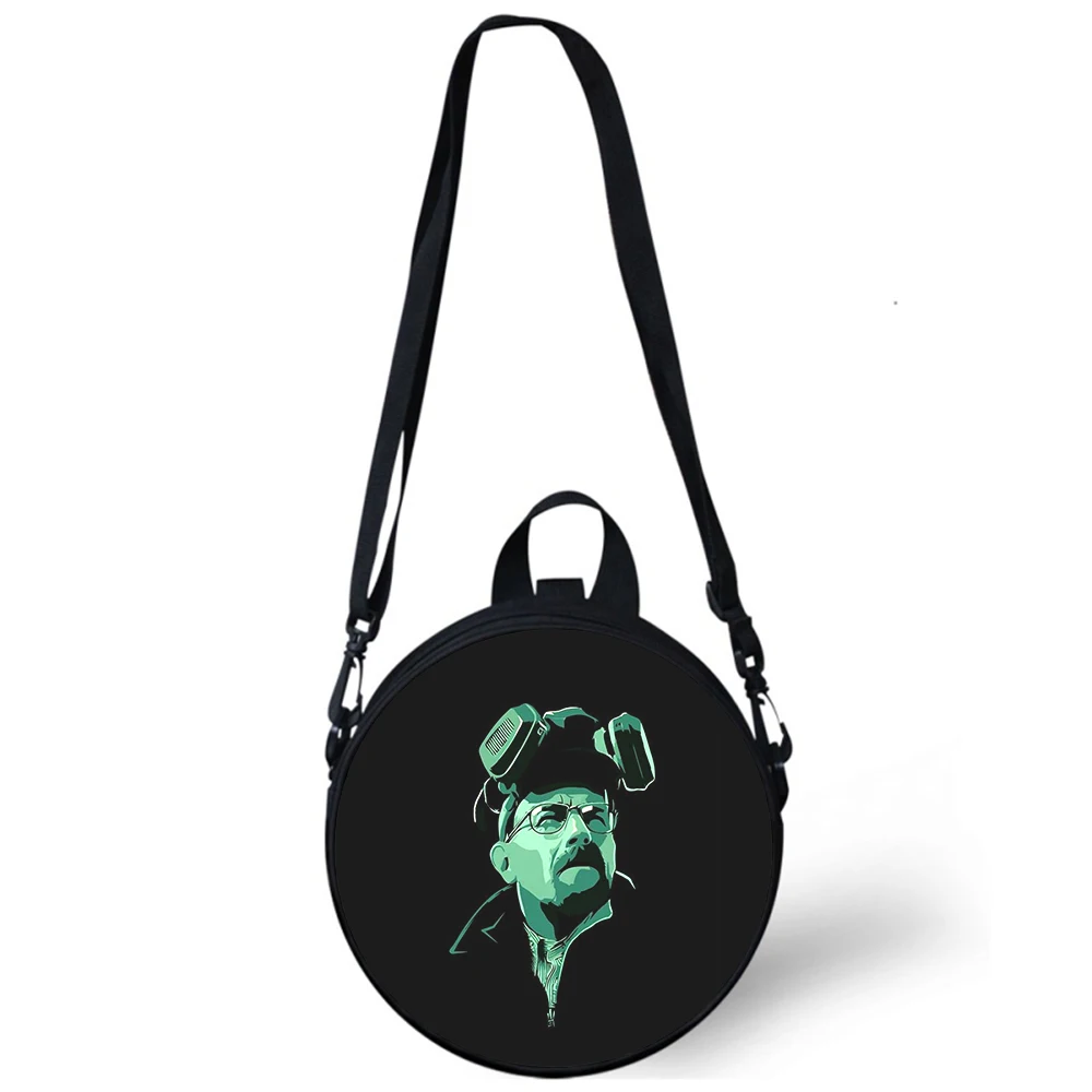 Breaking Bad dziecko przedszkole torba 3D druku torby na ramię Crossbody dla szkoły kobiety Mini okrągły Bagpacks Rugtas torba