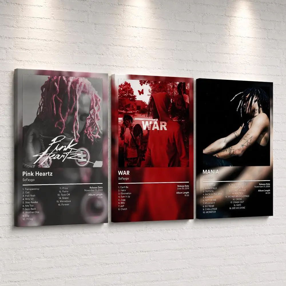 S-SoFaygo Music Album Framed Wall Painting Ready To Hang Canvas Wall Art Poster For Bedroom Living Room Home Decor Gift