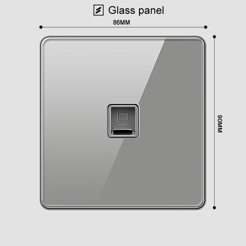Type 86 Weak Current Wall Socket Tempered Glass Panel Embedded Concealed RJ45 TV Telephone CAT6 Satellite Weak Current Wholesale