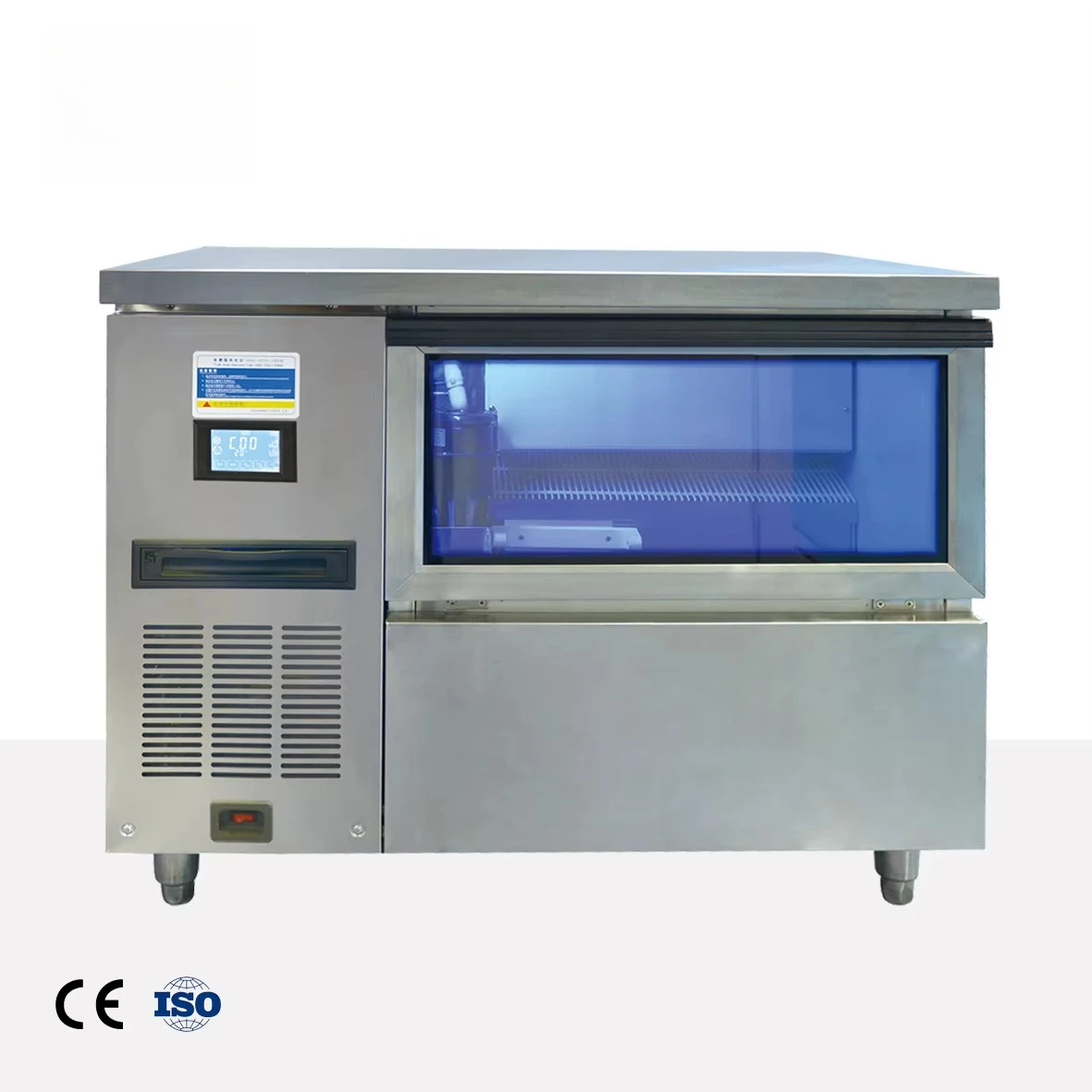 Automatic Stainless Steel 70Kg Commercial Crescent Moon Ice Making Machine with 40kg Storage for Supermarket Refrigeration
