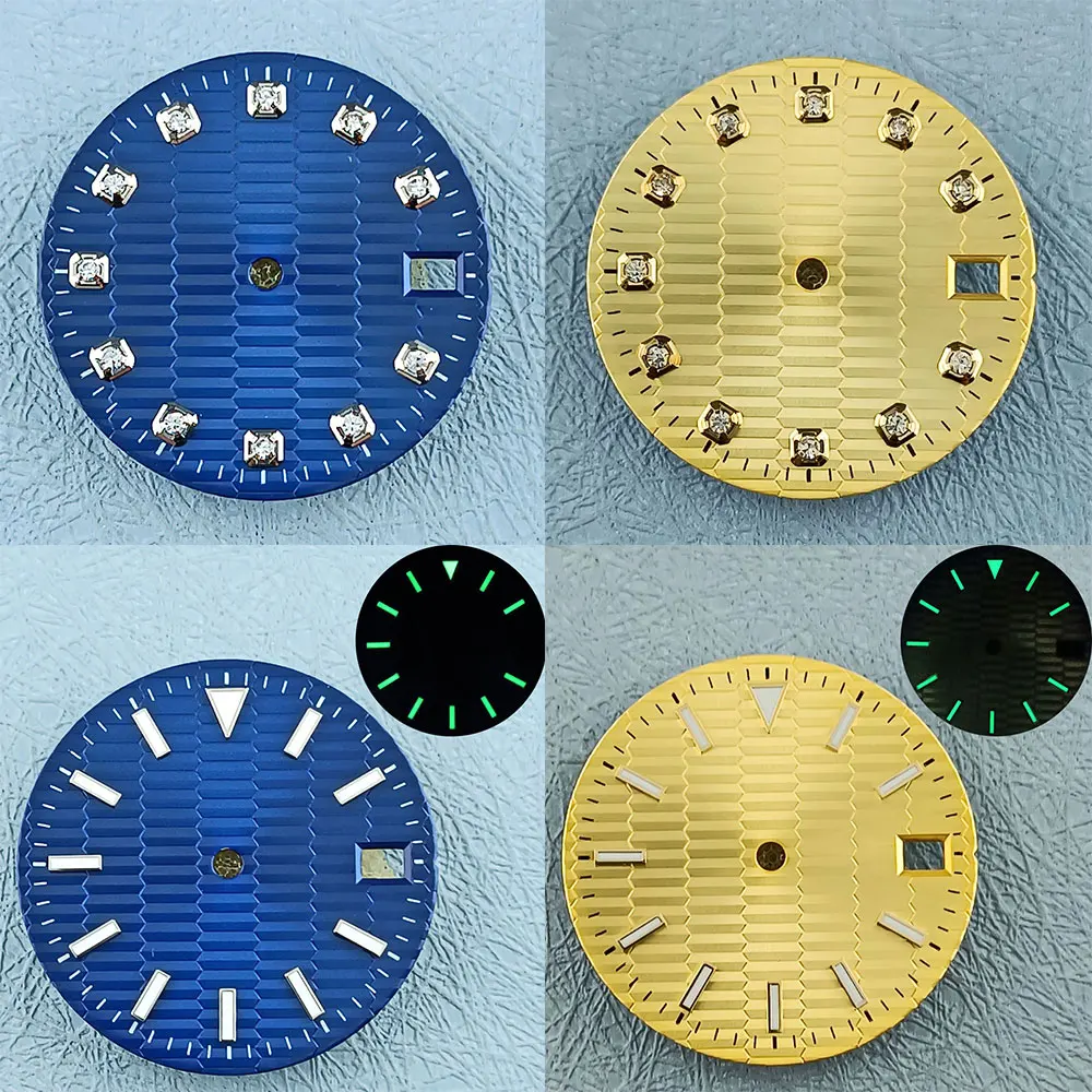 28.5mm tree leaf pattern NH35 NH36 watch dial, super green luminous, suitable for NH35 NH36 movement assembly watch parts