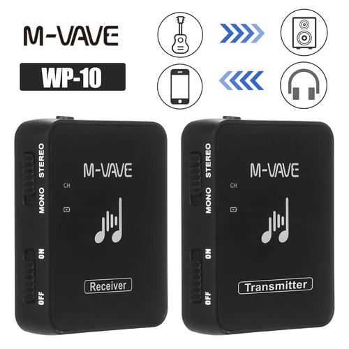 Imagen 2 del producto Sistema de Audio Inalámbrico M-VAVE WP-10, Auriculares con Monitor, Transmisión sin Pérdidas, Grabador Estéreo/Mono, Transmisor y Receptor Recargables
