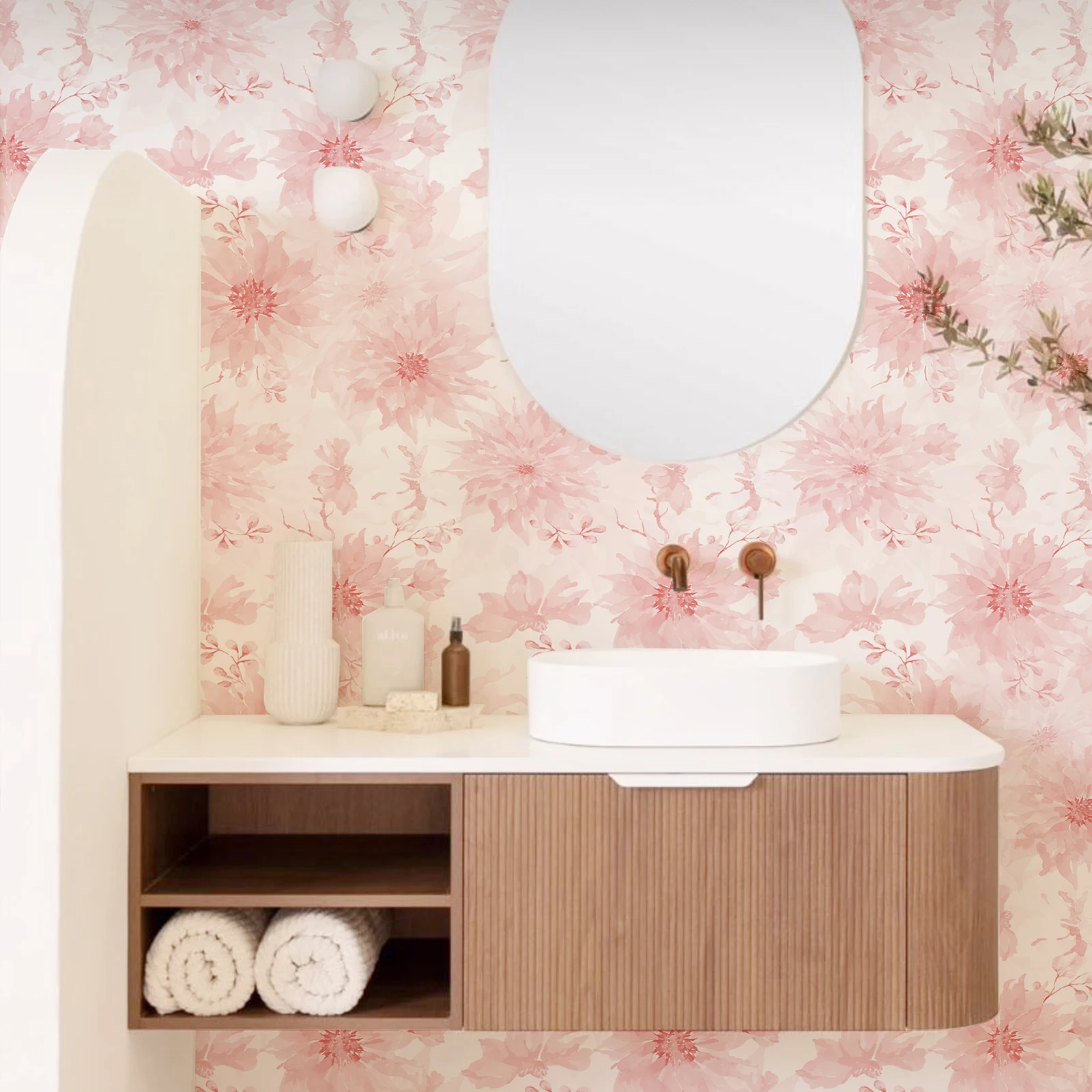 Pink Floral Peel and Stick Wallpaper Removable Waterproof Wall Paper Vinyl Self Adhesive Wallpaper Bedroom Decor