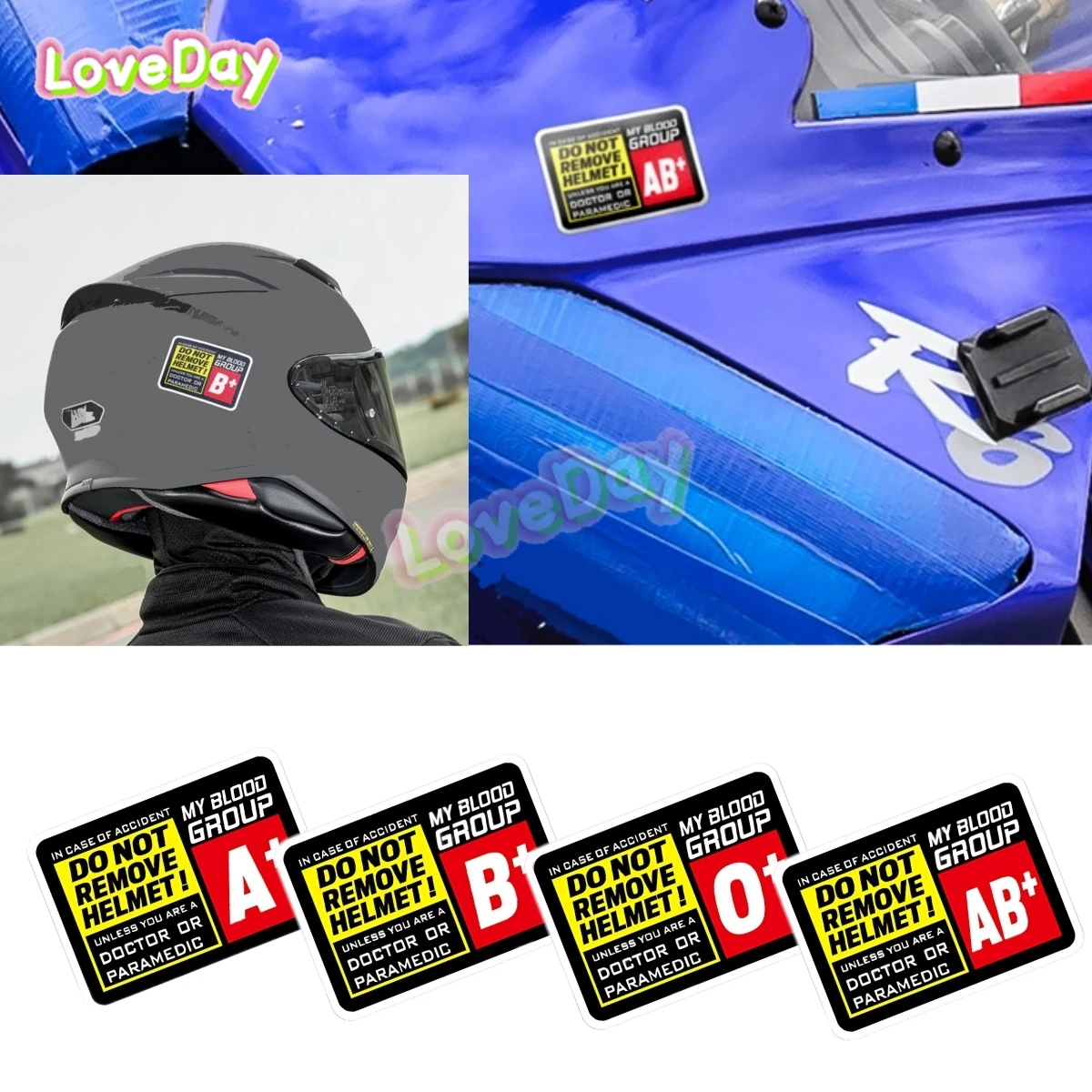 A+ B+ Vinyl Racing Driver Blood Type Sticker Motorcycle Helmet Sticker Sports Car Auto Window Glass Safety Warning Sticker Decal