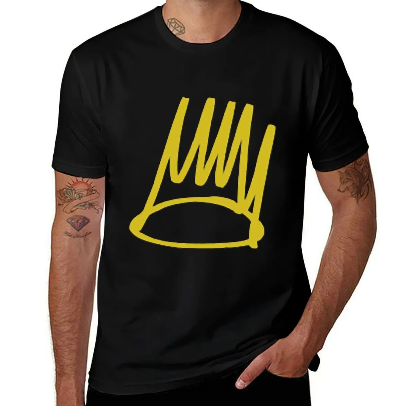 

J. Cole - Born Sinner Crown T-Shirt Gym Wear Breathable Short Sleeve Tee