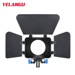 YELANGU-Universal Mini Matte Box, 3-Blade, portátil para Sony, Canon Camera, Rail Rod Rig Cage, compatível com 85 milímetros Lens, 15 milímetros