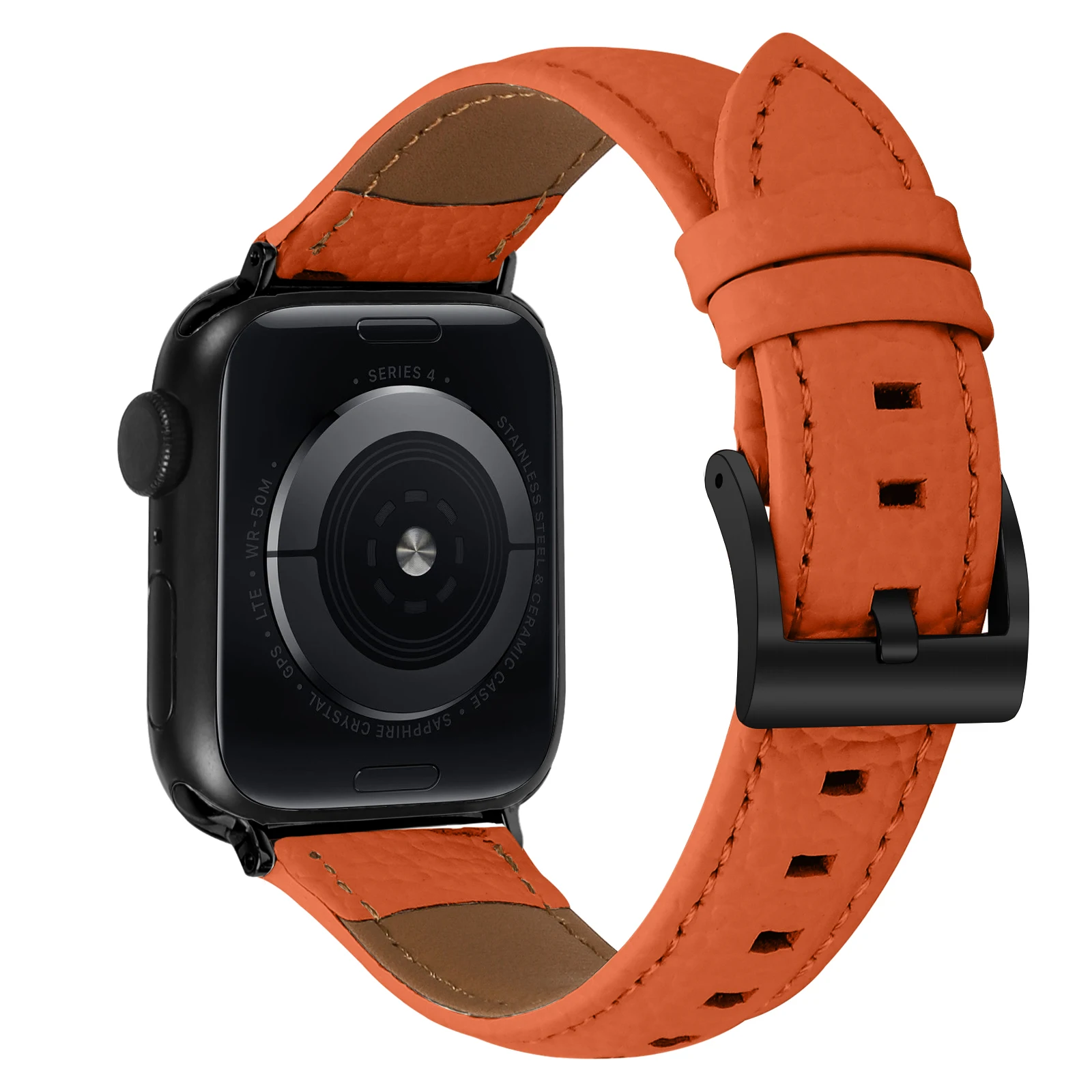 

Ремешок из натуральной кожи с текстурой личи и гальванизированной застежкой для Apple Watch Ultra 3 2 1 49 мм / Series 11 10 46 мм / 9 8 7