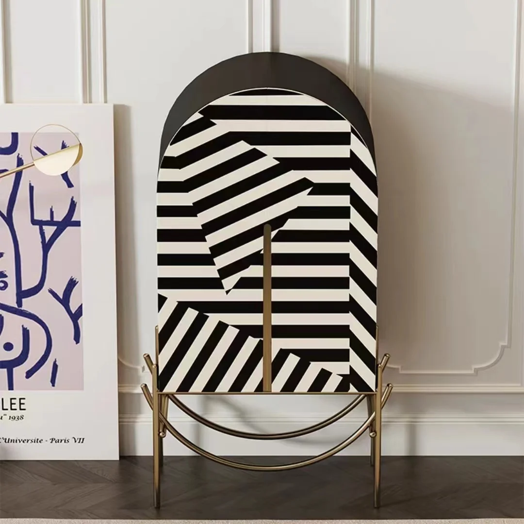 

wv-Black Sideboard Cabinet Hand-painted Zebra Storage Restaurant Kitchen Living Room Cabinets Home Furniture High Sideboard#