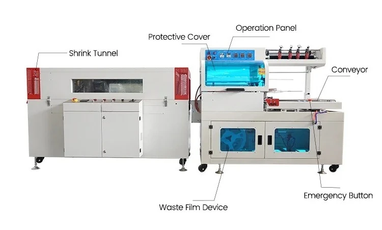 Automatic L‑Bar Sealer & Cutter, Heat Shrink Wrapping Machine, Gift Box & Tableware Shrink Film Packaging Equipment