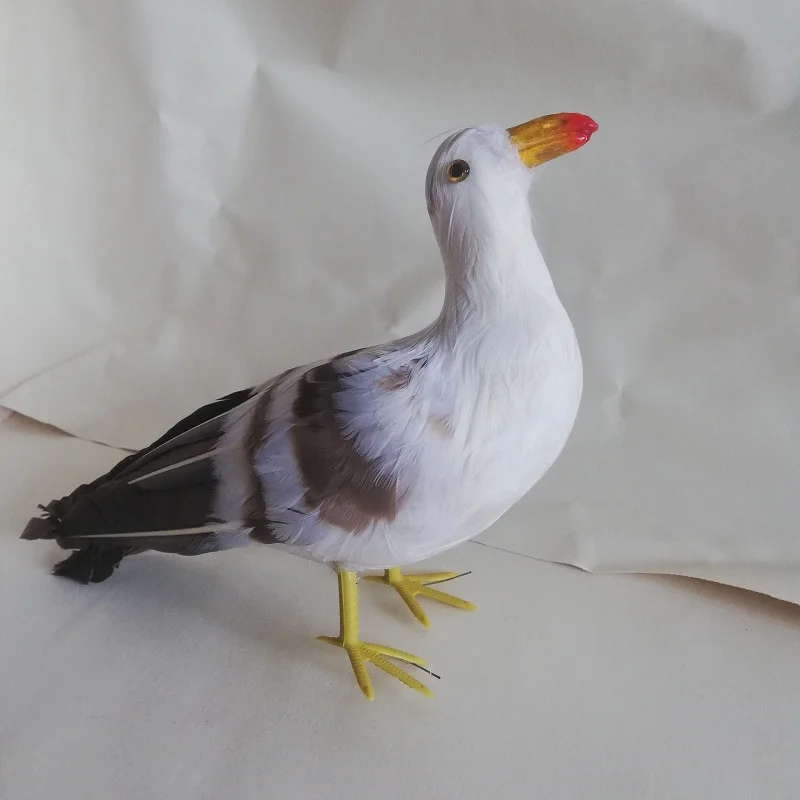 About 27cm Lifelike Bird Feathers Seagull Bird Model Home Decoration Filming Prop Decoration Toy Xmas Gift h1058