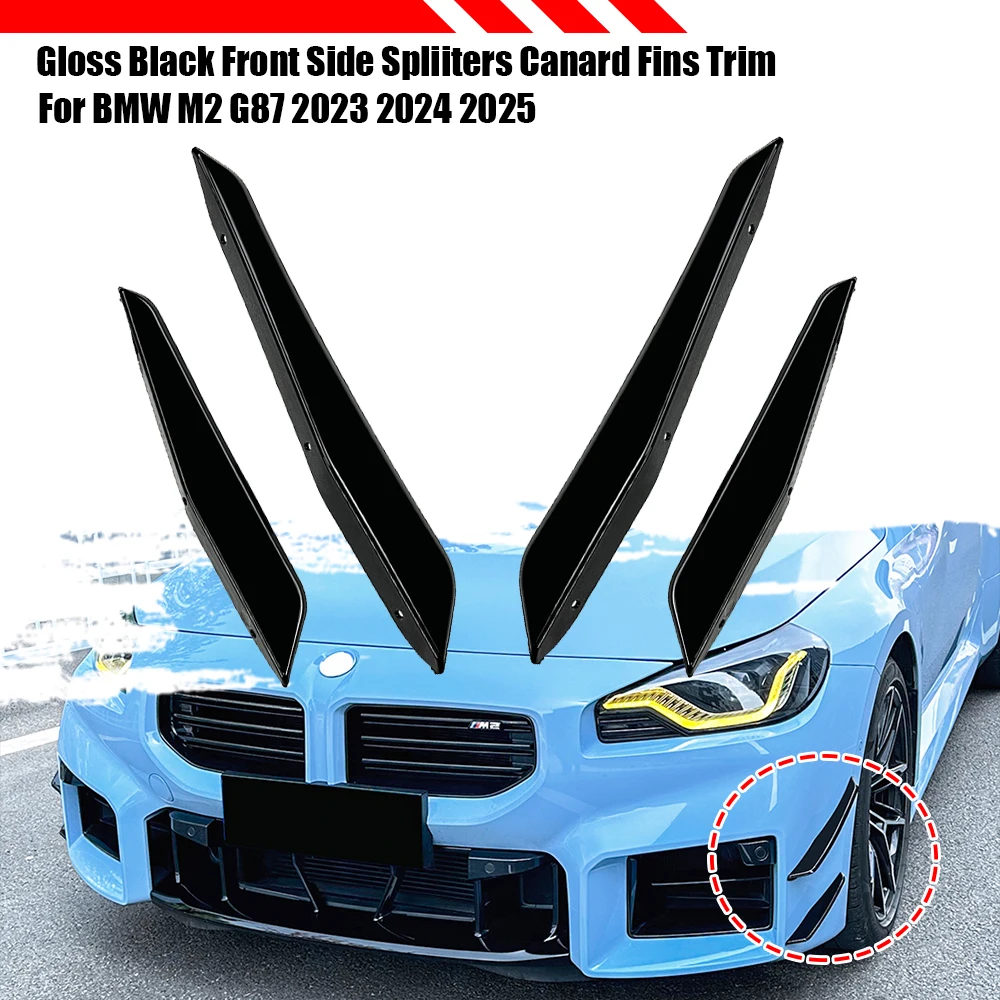 

For BMW M2 G87 2023-2024 Front Bumper Air Vent Side Spoiler Trim Carbon Fiber Look/Gloss Black Fog Light Intake Frame Canards