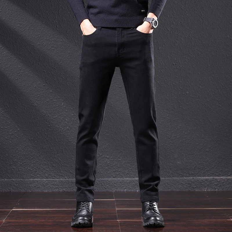 

Men's Straight Denim Jeans Classic Stretch Denim Trousers Fashion Brand Soft Black Denim Overalls Elastic Cotton Jeans Size28-40