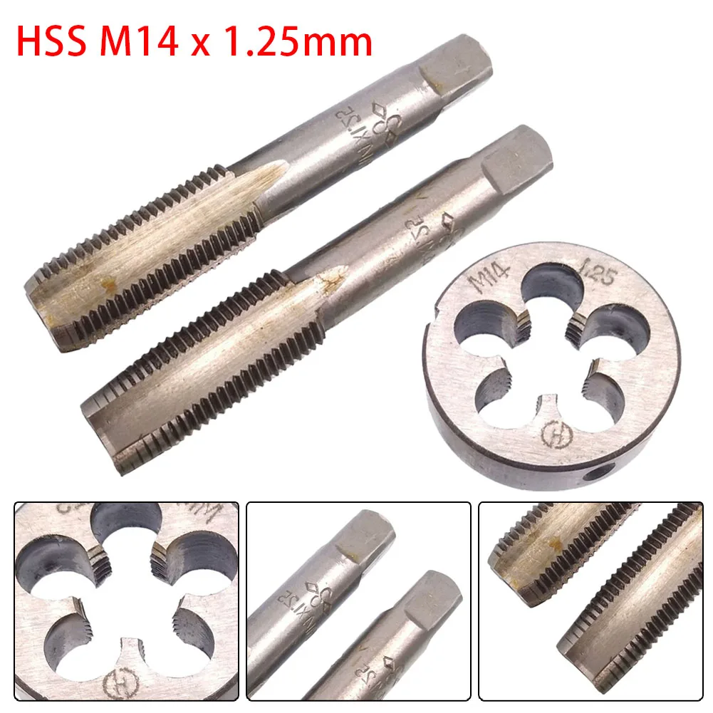 

3pcs HSS Taper & Tap for M14 x 1 25mm Metric Thread Right Hand Includes 2 Taps and 1 Die for Comprehensive Needs