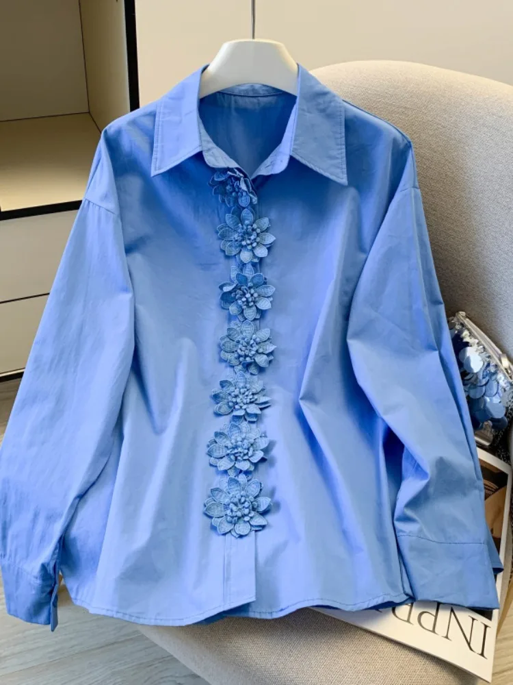 

Элегантная женская рубашка с цветочным принтом, новинка весеннего сезона, красивая блузка для ношения под одеждой, свободный топ во французском стиле с длинным рукавом