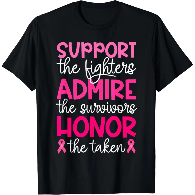 

Breast Cancer Support Admire Honor Breast Cancer Awareness T-Shirt Unisex ﻿