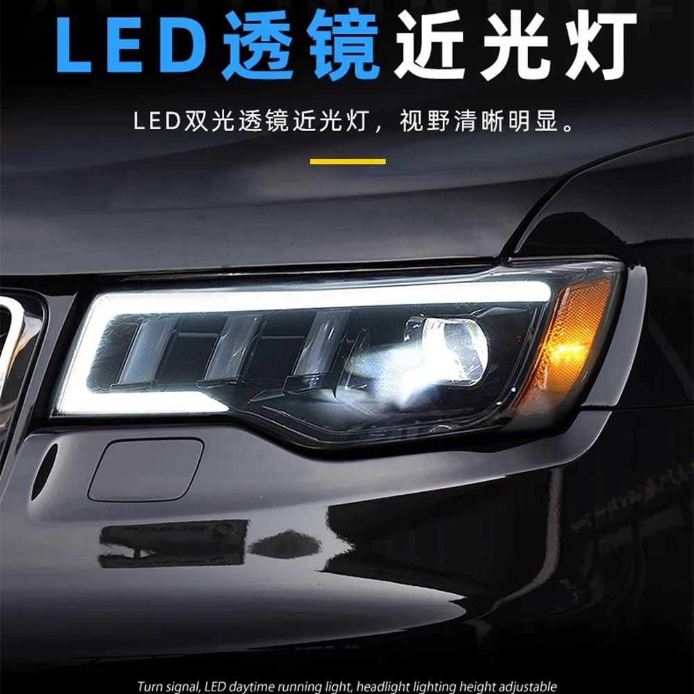 Car Lights For Jeep Grand Cherokee 2014-2021 Auto LED Headlight Assembly Upgrade Startup Effect Projector Lens Tools Accessories