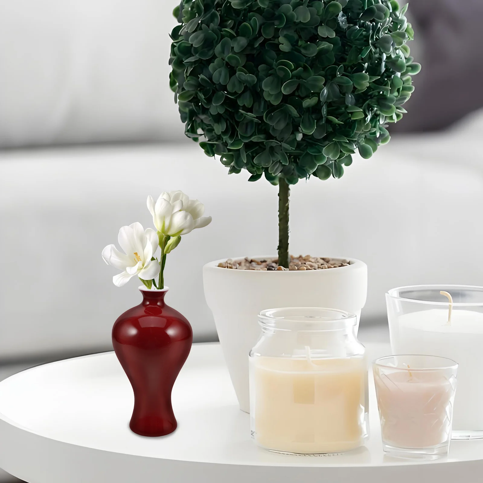 

Red Ceramic Vase Chinese Style Vintage Decorative Flower Arrangement Vase for Wedding Home Decor Table Centerpiece