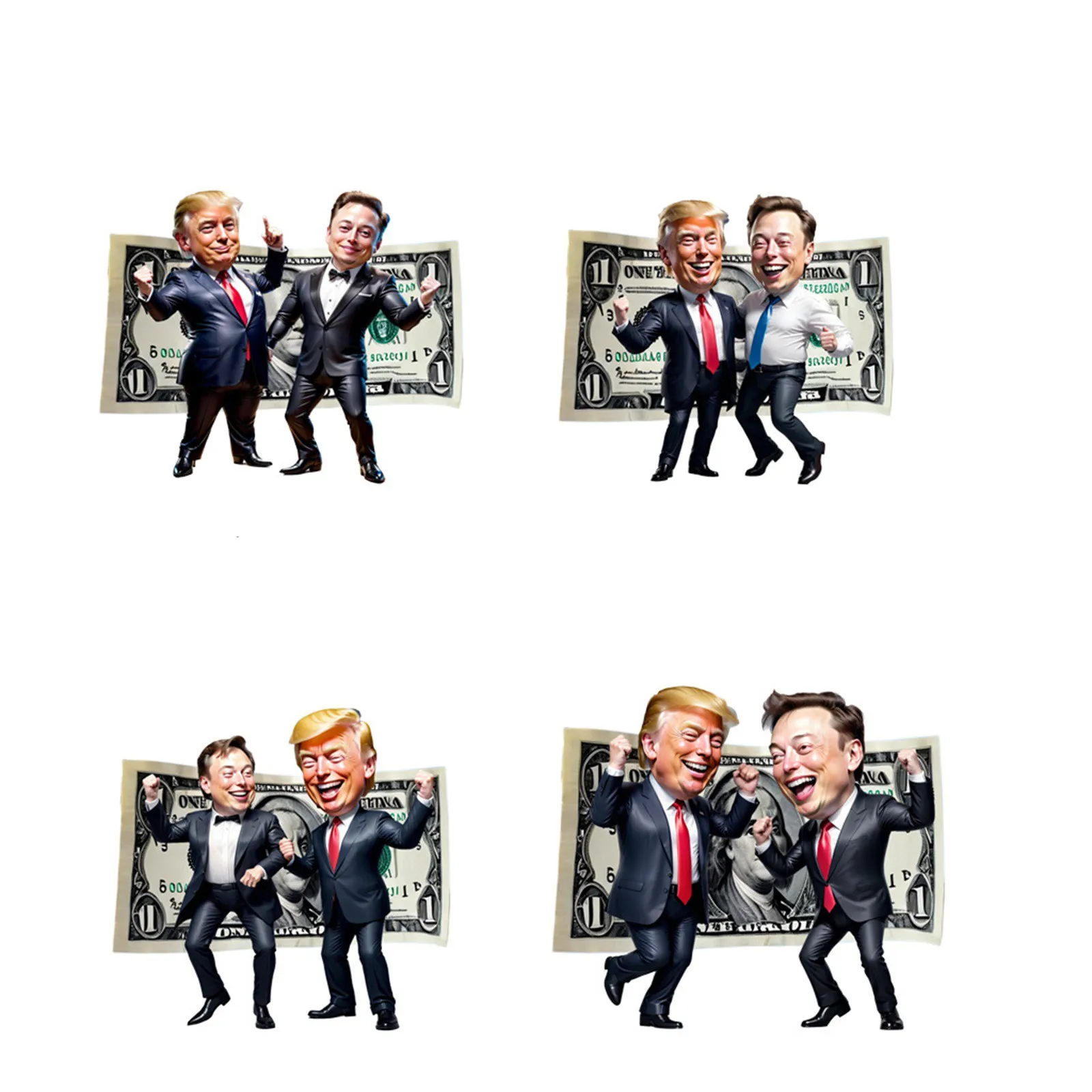 Trump And Elon Musk Acrylic Cartoon Pendant Funny Pendant Keychain With Car Doll Hanging Christmas Tree Acrylic Pendan 2d