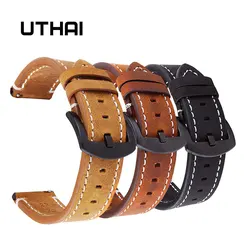 UTHAI P18-correas de reloj retro de alta gama, correas de reloj de cuero de becerro, 18mm, 20mm, 22mm, correa de reloj para Samsung, Huawei Watch