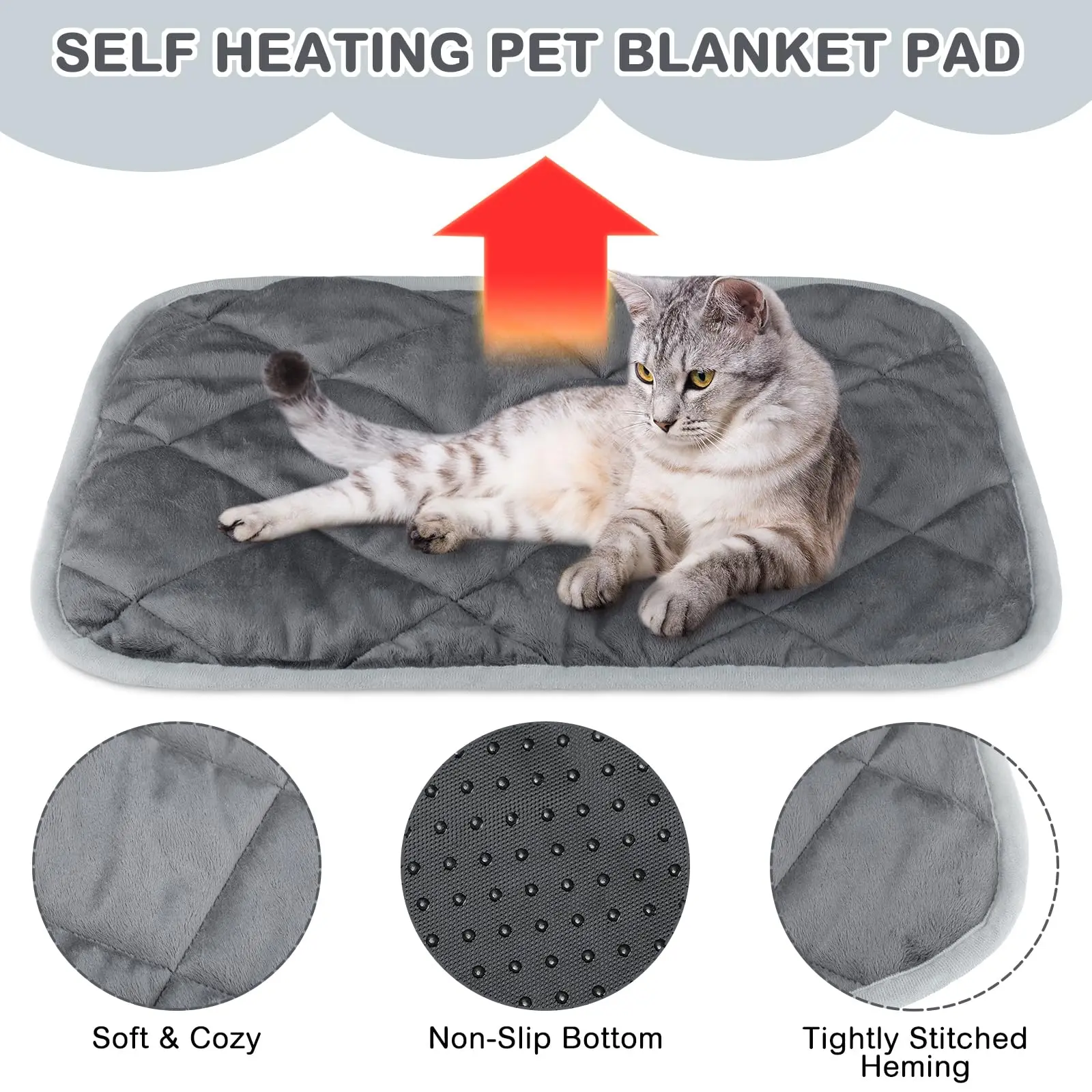 NEW Self-heating Dog Pad in Winter No Electric Cat Heating Mats Pet For Sleeping & Playing Blankets Machine Washable Soft Mat