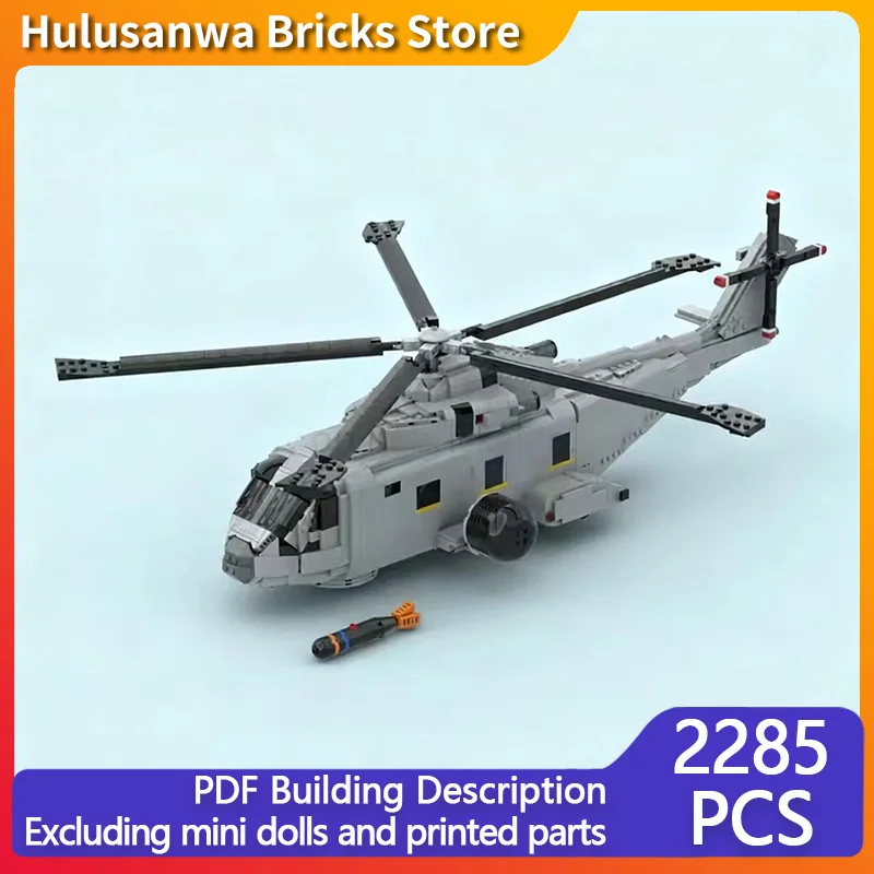 

AW-101 Merlin Armed Helicopter MOC Building Bricks War Equipment Modular Technology Gifts Holiday Assemble Children Toys Suit