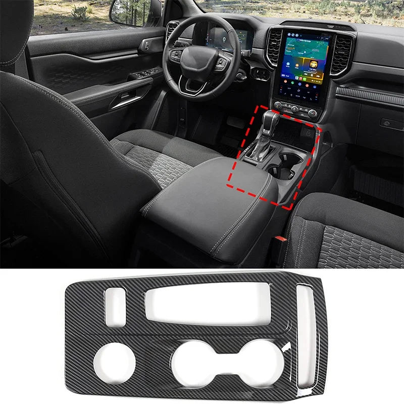 

For Ford Ranger 2023-24 ABS Carbon Fiber Car Center Control Gear Shift Panel Frame Cover Trim interior Car Accessories(LHD RLD)