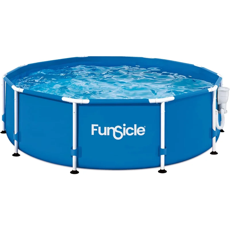 Funsicle Activity Juego de piscina redonda sobre el suelo de 10' x 30" con bomba de filtro SkimmerPlus 2 en 1 - Fácil instalación