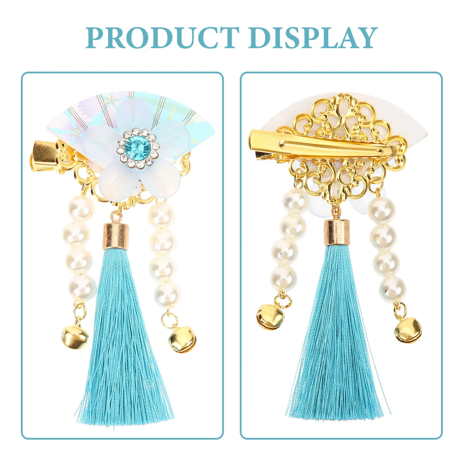 

1Pair Japanese Hair Accessories Tassel Flower Fan Hair Clip Elegant Kimono Style Hairpin for Wedding Birthday Party Girls Women